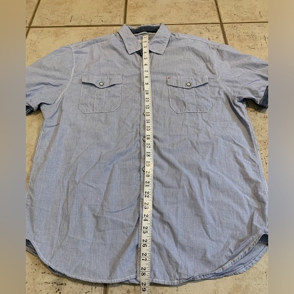 Thread & Cloth Men's Short Sleeve Button-Up Shirt - Blue & White Micro Stripe- L - Picture 6 of 6